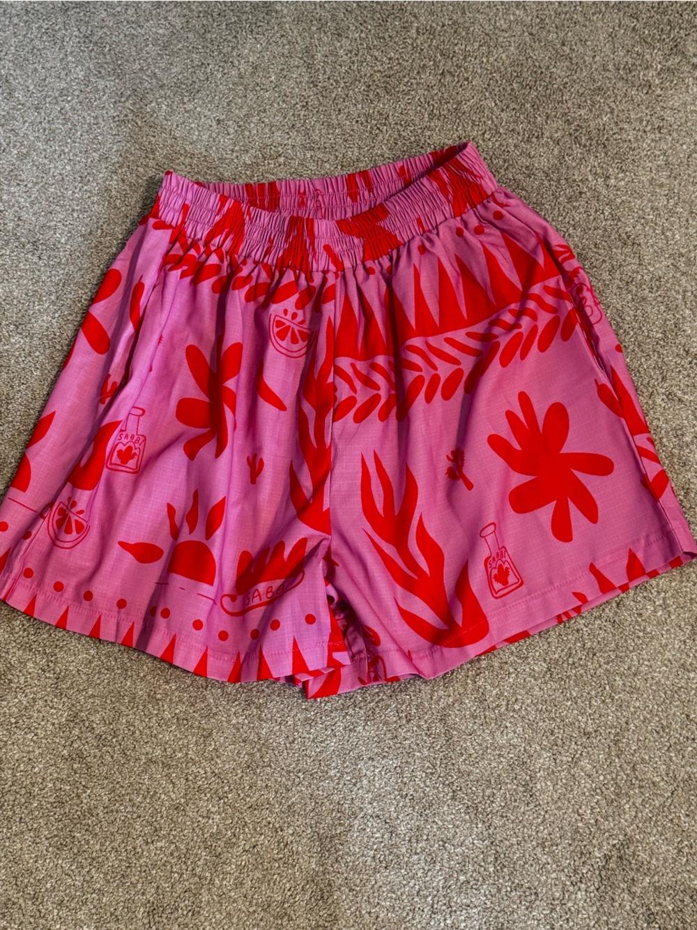 Pink & Red Floral Swing Shorts